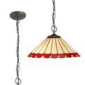 Una 3 Light Downlighter Pendant E27 With 40cm Tiffany Shade, Red/Cream/Crystal/Aged Antique Brass additional 3