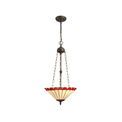 Una 3 Light Uplighter Pendant E27 With 40cm Tiffany Shade, Red/Cream/Crystal/Aged Antique Brass additional 2