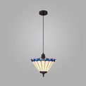 Una 1 Light Uplighter Pendant E27 With 30cm Tiffany Shade, Blue/Cream/Crystal/Black additional 1