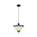 Una 1 Light Uplighter Pendant E27 With 30cm Tiffany Shade, Blue/Cream/Crystal/Black additional 2