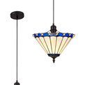 Una 1 Light Uplighter Pendant E27 With 30cm Tiffany Shade, Blue/Cream/Crystal/Black additional 3