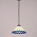Una 1 Light Downlighter Pendant E27 With 30cm Tiffany Shade, Blue/Cream/Crystal/Aged Antique Brass additional 1