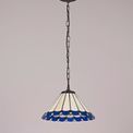 Una 1 Light Downlighter Pendant E27 With 30cm Tiffany Shade, Blue/Cream/Crystal/Aged Antique Brass additional 2