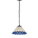 Una 1 Light Downlighter Pendant E27 With 30cm Tiffany Shade, Blue/Cream/Crystal/Aged Antique Brass additional 4