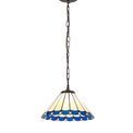 Una 1 Light Downlighter Pendant E27 With 30cm Tiffany Shade, Blue/Cream/Crystal/Aged Antique Brass additional 3