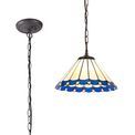 Una 1 Light Downlighter Pendant E27 With 30cm Tiffany Shade, Blue/Cream/Crystal/Aged Antique Brass additional 5