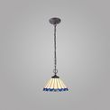 Una 2 Light Downlighter Pendant E27 With 30cm Tiffany Shade, Blue/Cream/Crystal/Aged Antique Brass additional 1