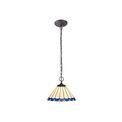 Una 2 Light Downlighter Pendant E27 With 30cm Tiffany Shade, Blue/Cream/Crystal/Aged Antique Brass additional 2