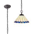 Una 2 Light Downlighter Pendant E27 With 30cm Tiffany Shade, Blue/Cream/Crystal/Aged Antique Brass additional 3
