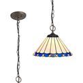 Una 3 Light Downlighter Pendant E27 With 30cm Tiffany Shade, Blue/Cream/Crystal/Aged Antique Brass additional 3