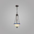 Una 2 Light Uplighter Pendant E27 With 30cm Tiffany Shade, Blue/Cream/Crystal/Aged Antique Brass additional 1