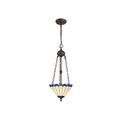 Una 2 Light Uplighter Pendant E27 With 30cm Tiffany Shade, Blue/Cream/Crystal/Aged Antique Brass additional 2