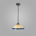 Una 1 Light Downlighter Pendant E27 With 40cm Tiffany Shade, Blue/Cream/Crystal/Aged Antique Brass additional 1