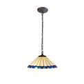 Una 1 Light Downlighter Pendant E27 With 40cm Tiffany Shade, Blue/Cream/Crystal/Aged Antique Brass additional 2