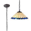 Una 1 Light Downlighter Pendant E27 With 40cm Tiffany Shade, Blue/Cream/Crystal/Aged Antique Brass additional 3