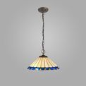 Una 3 Light Downlighter Pendant E27 With 40cm Tiffany Shade, Blue/Cream/Crystal/Aged Antique Brass additional 1