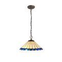 Una 3 Light Downlighter Pendant E27 With 40cm Tiffany Shade, Blue/Cream/Crystal/Aged Antique Brass additional 2