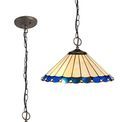 Una 3 Light Downlighter Pendant E27 With 40cm Tiffany Shade, Blue/Cream/Crystal/Aged Antique Brass additional 3