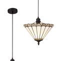 Una 1 Light Uplighter Pendant E27 With 30cm Tiffany Shade, Grey/Cream/Crystal/Black additional 3