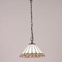 Una 1 Light Downlighter Pendant E27 With 30cm Tiffany Shade, Grey/Cream/Crystal/Aged Antique Brass additional 1