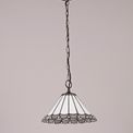 Una 1 Light Downlighter Pendant E27 With 30cm Tiffany Shade, Grey/Cream/Crystal/Aged Antique Brass additional 2