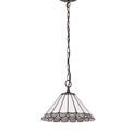 Una 1 Light Downlighter Pendant E27 With 30cm Tiffany Shade, Grey/Cream/Crystal/Aged Antique Brass additional 4
