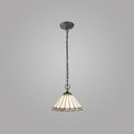 Una 2 Light Downlighter Pendant E27 With 30cm Tiffany Shade, Grey/Cream/Crystal/Aged Antique Brass additional 1