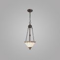 Una 2 Light Uplighter Pendant E27 With 30cm Tiffany Shade, Grey/Cream/Crystal/Aged Antique Brass additional 1