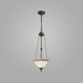 Una 3 Light Uplighter Pendant E27 With 30cm Tiffany Shade, Grey/Cream/Crystal/Aged Antique Brass additional 1
