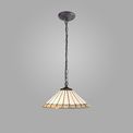 Una 1 Light Downlighter Pendant E27 With 40cm Tiffany Shade, Grey/Cream/Crystal/Aged Antique Brass additional 1