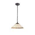 Una 1 Light Downlighter Pendant E27 With 40cm Tiffany Shade, Grey/Cream/Crystal/Aged Antique Brass additional 2