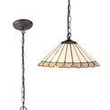 Una 1 Light Downlighter Pendant E27 With 40cm Tiffany Shade, Grey/Cream/Crystal/Aged Antique Brass additional 3