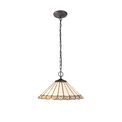 Una 2 Light Downlighter Pendant E27 With 40cm Tiffany Shade, Grey/Cream/Crystal/Aged Antique Brass additional 1