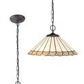 Una 2 Light Downlighter Pendant E27 With 40cm Tiffany Shade, Grey/Cream/Crystal/Aged Antique Brass additional 2