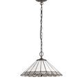Una 3 Light Downlighter Pendant E27 With 40cm Tiffany Shade, Grey/Cream/Crystal/Aged Antique Brass additional 4