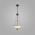 Una 3 Light Uplighter Pendant E27 With 40cm Tiffany Shade, Grey/Cream/Crystal/Aged Antique Brass additional 1