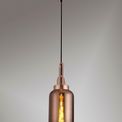 Angela 1 Light Pendant E27 With 16cm Cylinder Glass, Copper/Matt Black/Clear additional 1