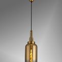 Angela 1 Light Pendant E27 With 16cm Cylinder Glass, Brass Gold/Matt Black/Clear additional 3
