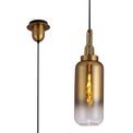 Angela 1 Light Pendant E27 With 16cm Cylinder Glass, Brass Gold/Matt Black/Clear additional 8