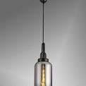 Angela 1 Light Pendant E27 With 16cm Cylinder Glass, Black Chrome/Matt Black/Smoked/Clear additional 2