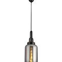 Angela 1 Light Pendant E27 With 16cm Cylinder Glass, Black Chrome/Matt Black/Smoked/Clear additional 5