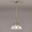 Lucinda Pendant With 38cm Flat Round Shade, 1 x E27, Antique Brass/Clear Glass additional 1