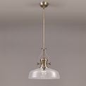 Lucinda Pendant With 38cm Flat Round Shade, 1 x E27, Antique Brass/Clear Glass additional 2
