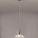 Lucinda Pendant With 38cm Flat Round Shade, 1 x E27, Antique Brass/Clear Glass additional 4