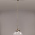 Lucinda Pendant With 38cm Flat Round Shade, 1 x E27, Antique Brass/Clear Glass additional 3