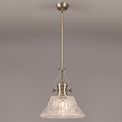 Lucinda Pendant With 38cm Patterned Round Shade, 1 x E27, Antique Brass/Clear Glass additional 1