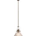Lucinda Pendant With 38cm Patterned Round Shade, 1 x E27, Antique Brass/Clear Glass additional 5