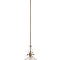 Lucinda Pendant With 30cm Flat Round Patterned Shade, 1 x E27, Antique Brass/Clear Glass additional 7