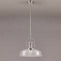 Lucinda Pendant With 38cm Flat Round Shade, 1 x E27, Polished Nickel/Clear Glass additional 2