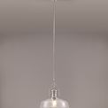 Lucinda Pendant With 38cm Flat Round Shade, 1 x E27, Polished Nickel/Clear Glass additional 3